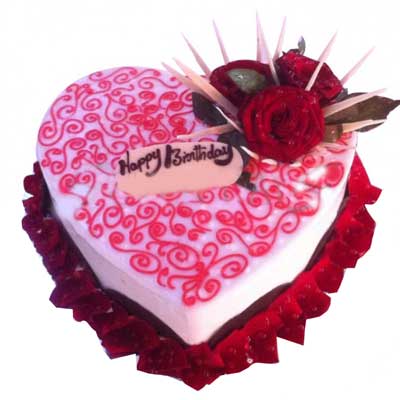 "White Heart Shape Cake - 2kgs - Click here to View more details about this Product